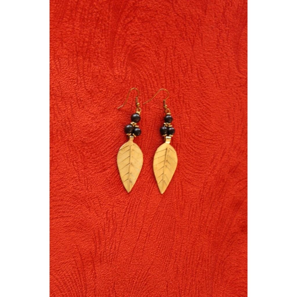 Acacia Leaf Brass African Earrings